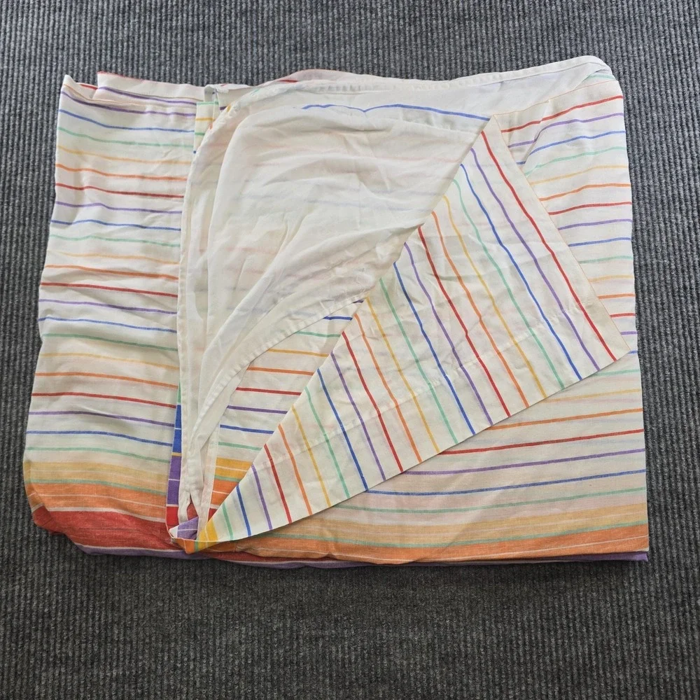 Vintage J.P. Stevens King Waterbed Sheet Set Rainbow Stripe Attached USA 70s 80s